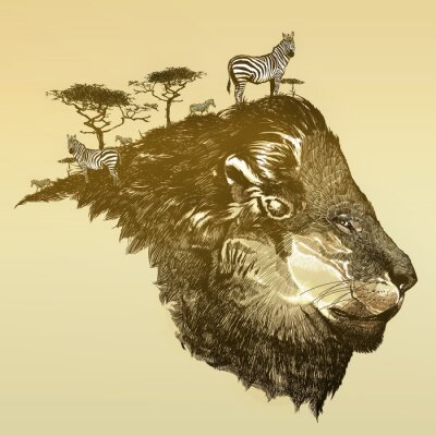 Tiere Safari Löwenkopf als ein Land