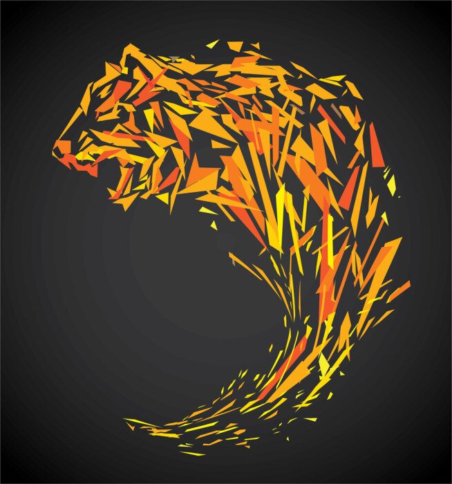 Fototapete Tiger 3D orange-gelber