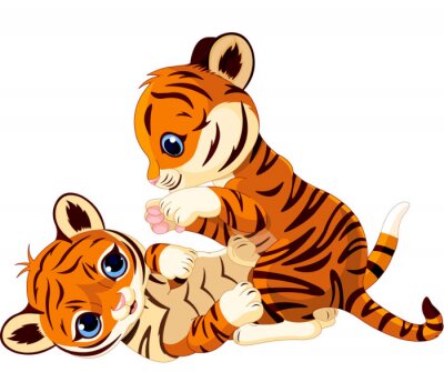 Tiger zwei junge Tiger beim Spielen