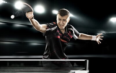 Tischtennis auf schwarzem Hintergrund