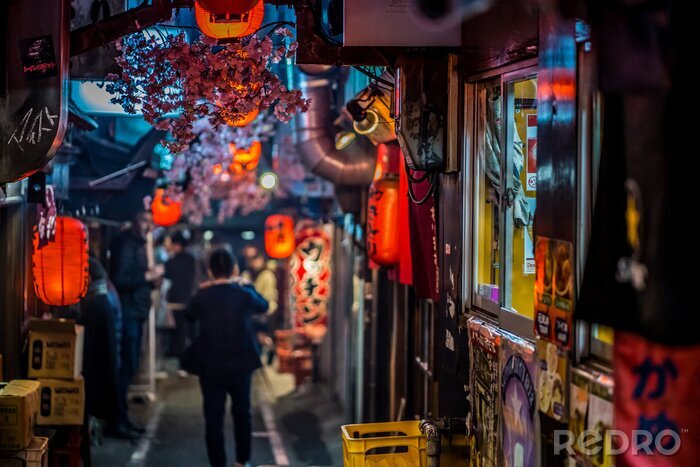 Fototapete Tokio bei Nacht im Stadtviertel