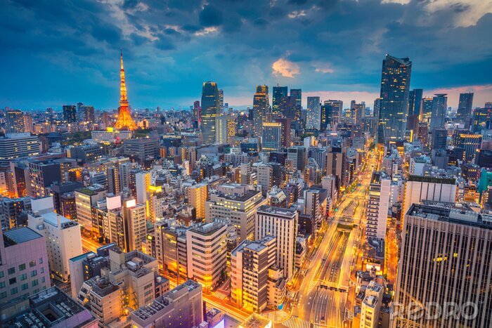 Fototapete Tokio bei Sonnenuntergang