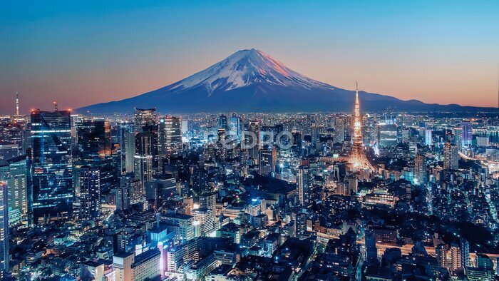 Fototapete Tokyo city at sunset