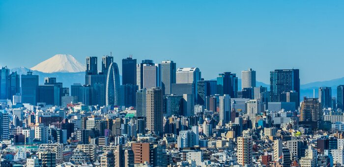 Fototapete Tokyo-Panorama mit dem Berg Fuji