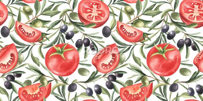 Fototapete Tomaten und Olivenbaum