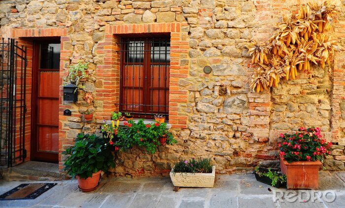 Fototapete Toskana Gebäude aus Stein