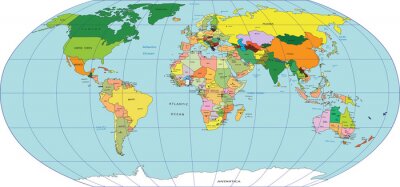 Fototapete Traditionelle Weltkarte auf Erdkugel