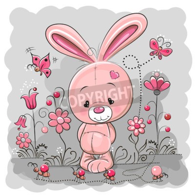 Fototapete Trauriges rosa Häschen