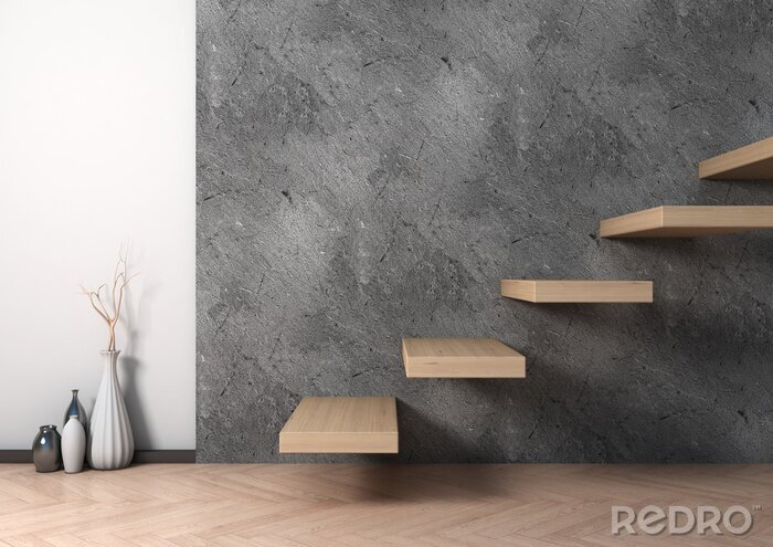 Fototapete Treppe 3D aus Holz