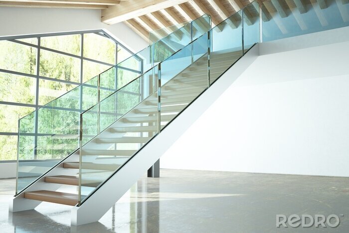 Fototapete Treppe mit Glasgeländer