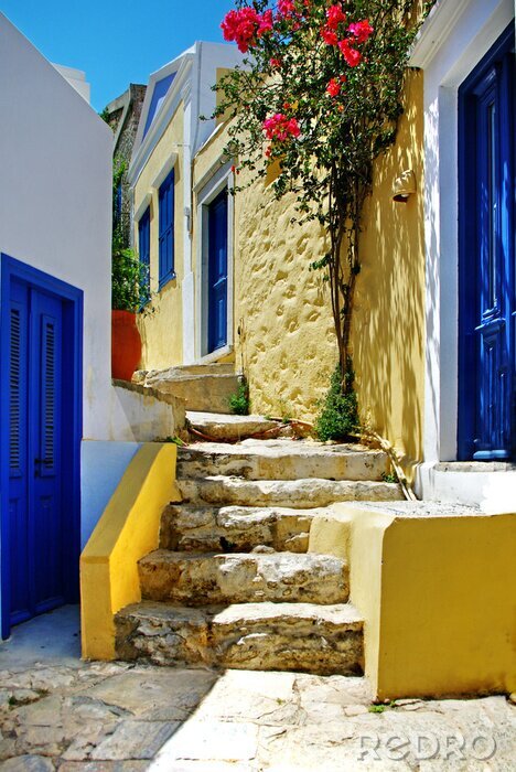 Fototapete Treppen bei griechischen Häusern