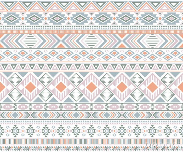 Fototapete Tribal ethnic motifs geometric vector seamless background.