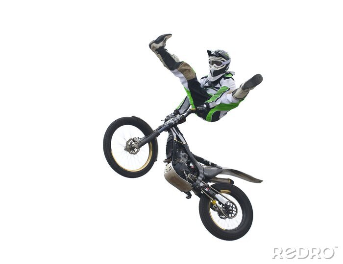 Fototapete Tricks in der Luft auf einem Motorrad
