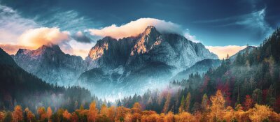 Fototapete Triglav mountain peak at sunrise