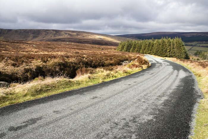 Fototapete Trockene Felder neben einem Weg