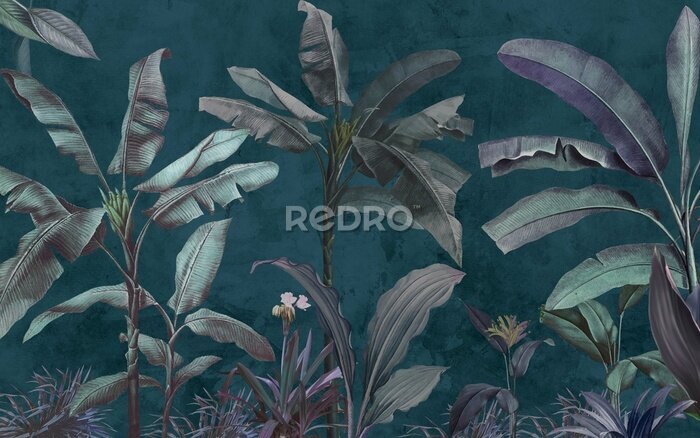 Fototapete Tropische Bananenbäume auf dunklem Hintergrund