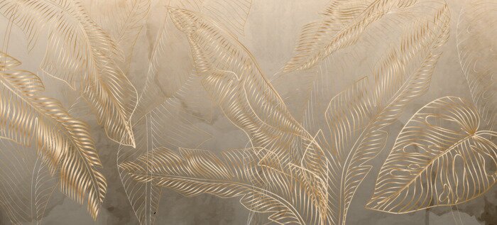 Fototapete Tropische Blätter auf einem Aquarellhintergrund