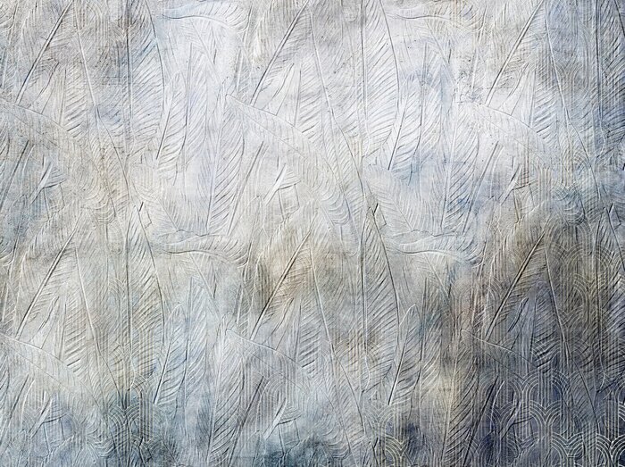 Fototapete Tropische Blätter auf einem texturierten Hintergrund mit geometrischen Formen