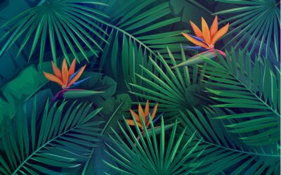 Fototapete tropische Blätter nahtlose Muster