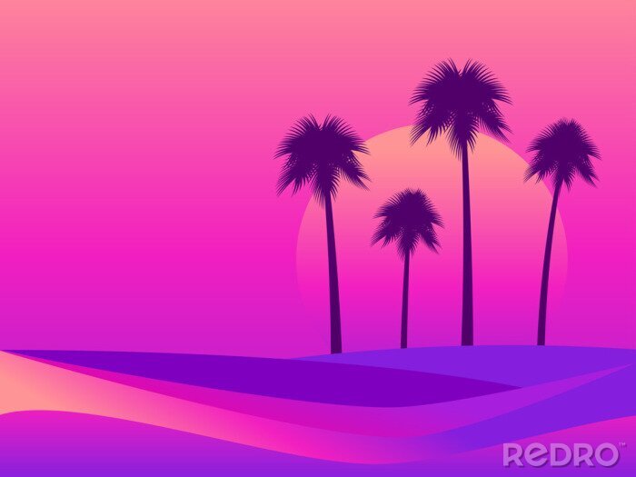 Fototapete Tropische Grafiken mit Palmen