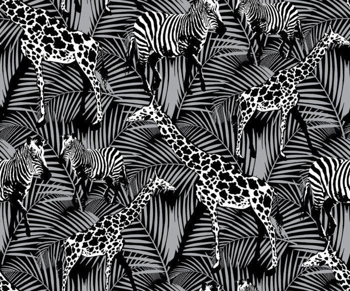 Fototapete Tropische Tiere auf Blätter-Hintergrund