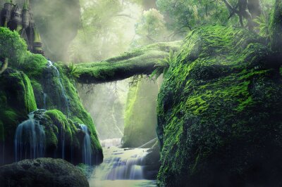Tropischer Dschungel mit Wasserfall