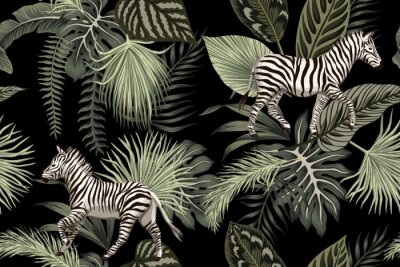 Fototapete Tropisches Muster mit Zebras