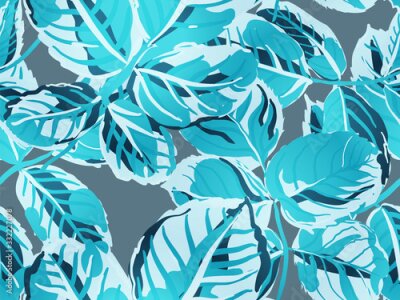 Fototapete Türkisblätter auf grauem Hintergrund