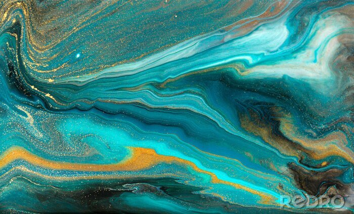 Fototapete Türkisfarbene Wellen aus glattem Marmor