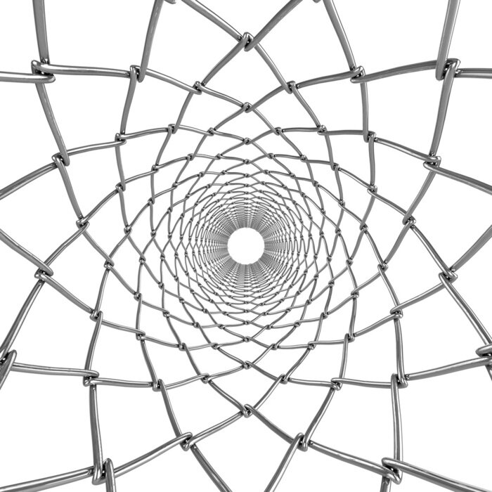 Fototapete Tunnel 3D aus Metallgitter