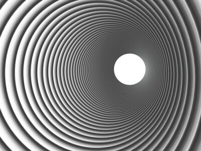 Fototapete Tunnel 3D aus weißen Ringen