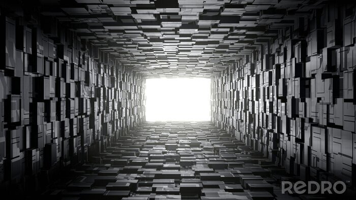 Fototapete Tunnel 3D effekt schwarz