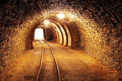 Fototapete Tunnel 3D im Bergwerk