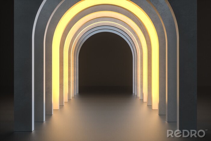 Fototapete Tunnel 3D mit Licht