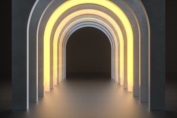 Fototapete Tunnel 3D mit Licht