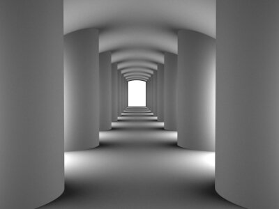 Fototapete Tunnel 3D mit weißen Säulen