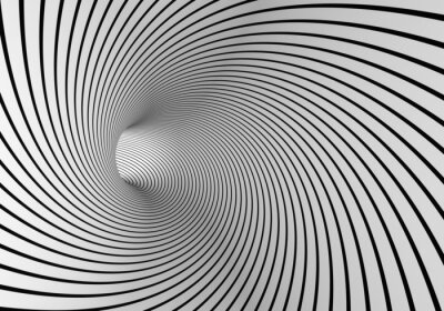 Fototapete Tunnel 3D schwarz-weißer Wirbel