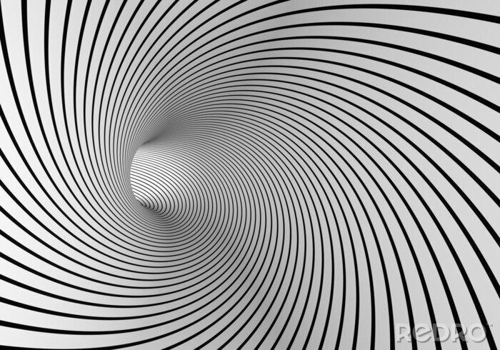 Fototapete Tunnel 3D schwarz-weißer Wirbel