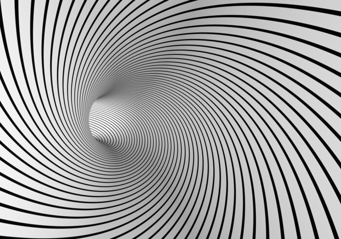 Fototapete Tunnel 3D schwarz-weißer Wirbel