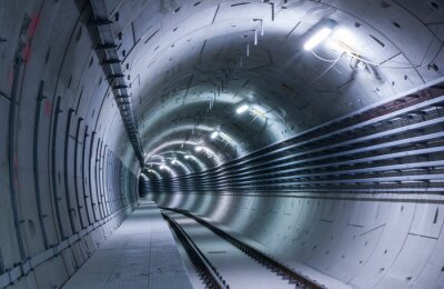 Fototapete Tunnel aus Beton und Metall