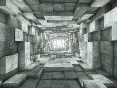 Fototapete Tunnel aus Betonblöcken