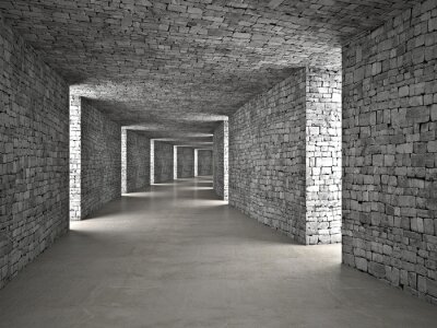 Fototapete Tunnel aus Steinen und Beton
