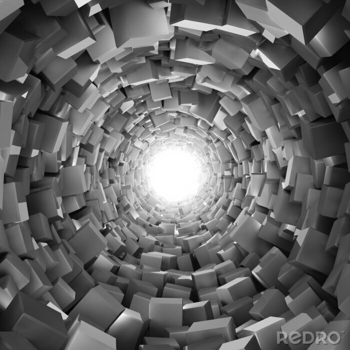 Fototapete Tunnel aus weißen Blöcken 3D