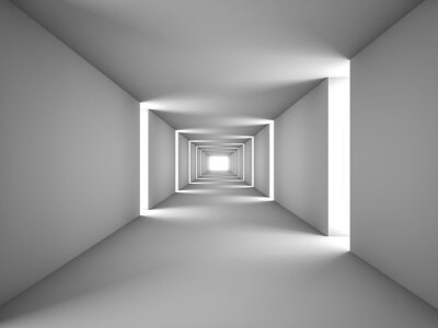 Fototapete Tunnel in Weiß und Licht 3D