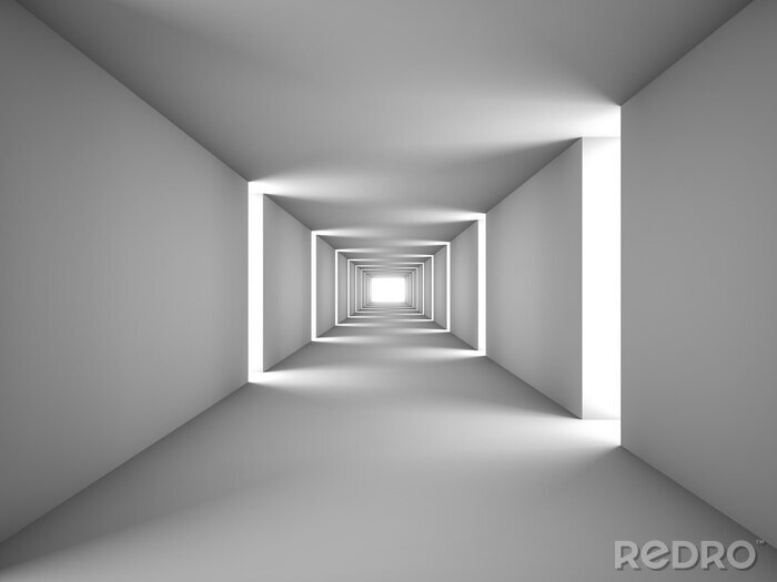 Fototapete Tunnel in Weiß und Licht 3D