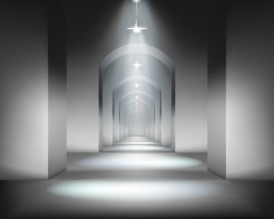 Fototapete Tunnel mit Bögen und Lampen