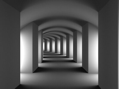 Fototapete Tunnel mit Bögen und Säulen