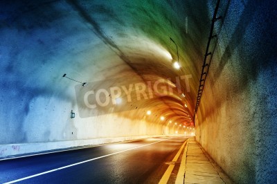 Fototapete Tunnel mit buntem Licht