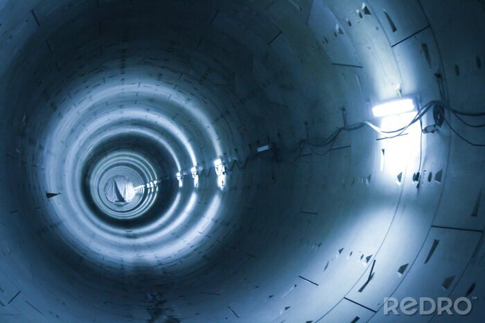 Fototapete Tunnel mit industriellen Lampen