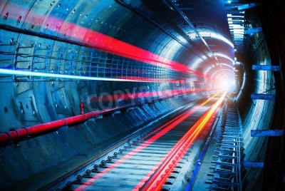 Fototapete Tunnel mit Neon-Licht